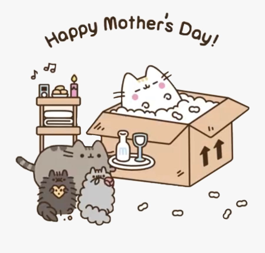 #pusheen #pusheenforever #fatcat #cat #fat #life #happymothersday - Happy Mothers Day Kawaii, Transparent Clipart