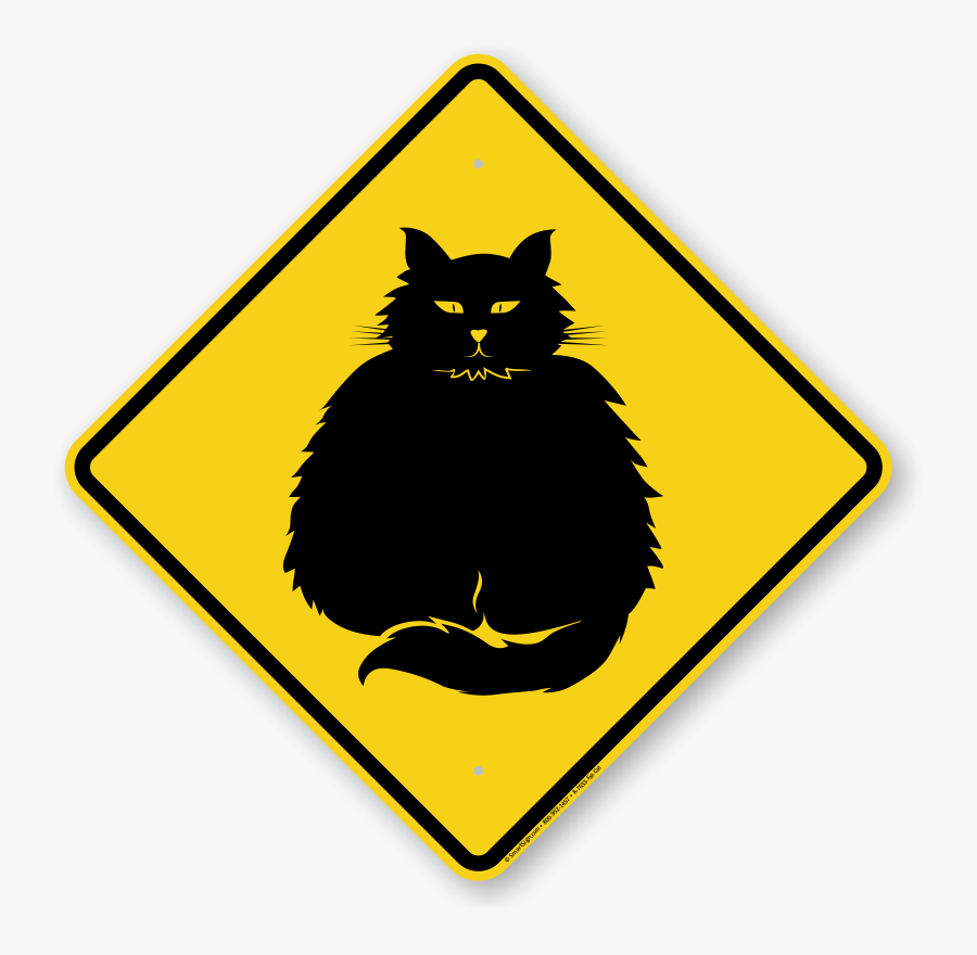Clip Art Beware Of Cat Sign - Winding Right Road Signs, Transparent Clipart