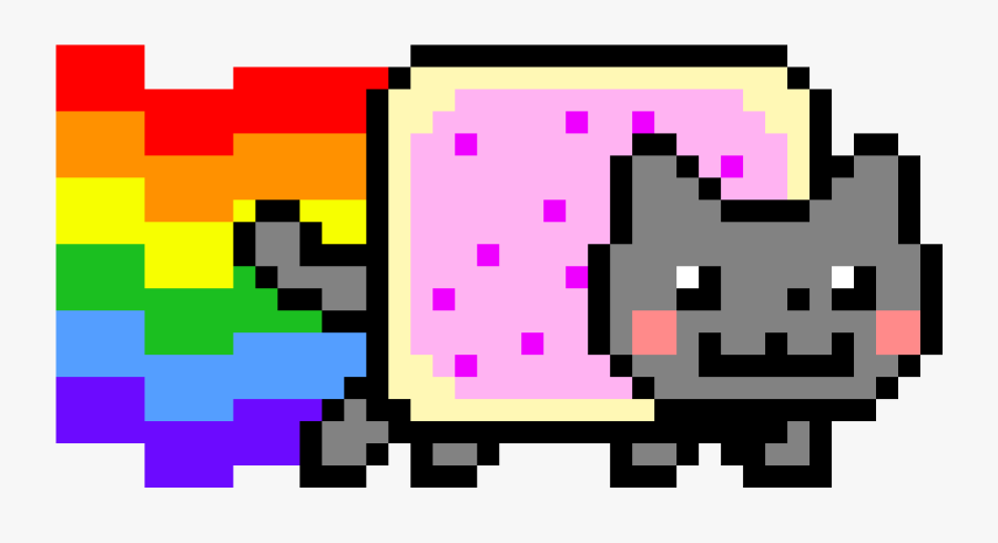 Nyan Cat Vector - Pixel Art Neon Cat, Transparent Clipart
