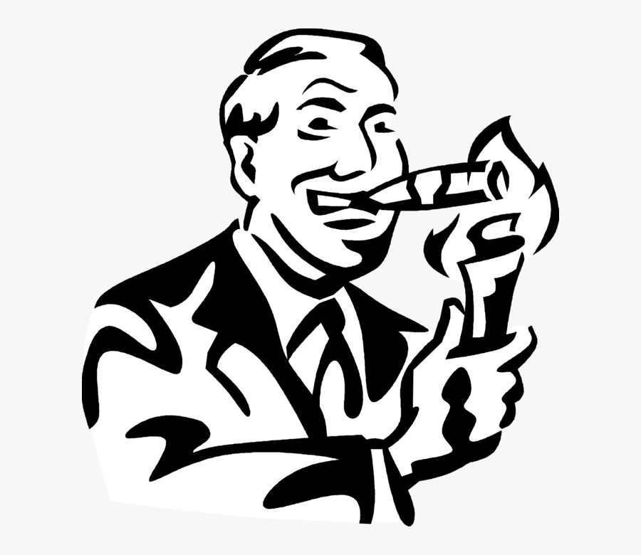 Png Transparent Stock Businessman Clipart Fat - Cigar To Light A Dollar Bill, Transparent Clipart