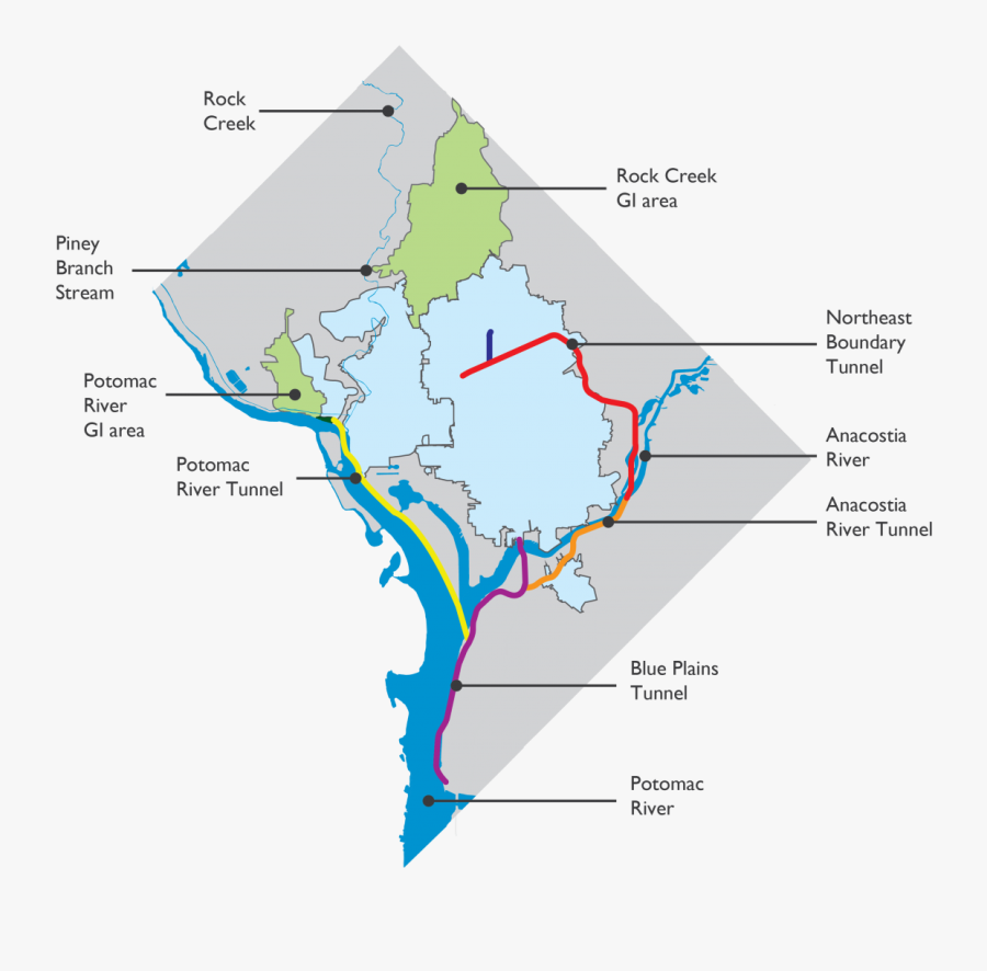 Stream Clipart Clean River - Anacostia River On Dc Map, Transparent Clipart