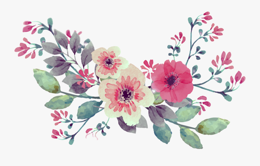 Vintage Watercolor Watercolour Flowers Flower Bouquet - Vintage Watercolor Flower Png, Transparent Clipart