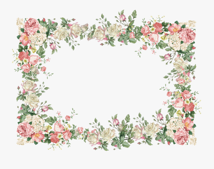 Transparent Vintage Flowers Clipart - Vintage Floral Page Border, Transparent Clipart