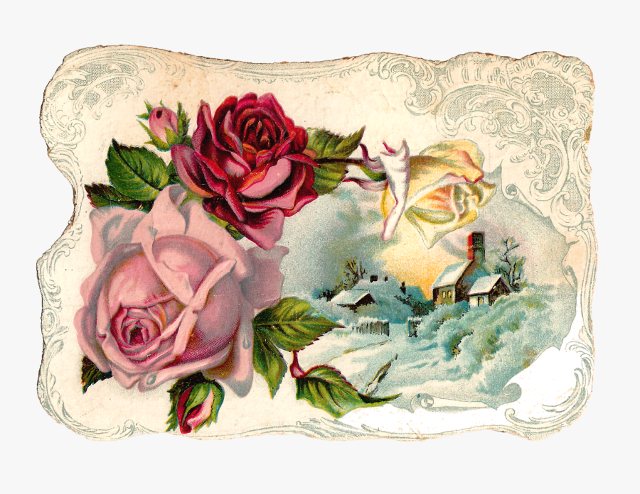 Transparent Antique Flowers Clipart - Vintage Pink Flower Corner Png, Transparent Clipart