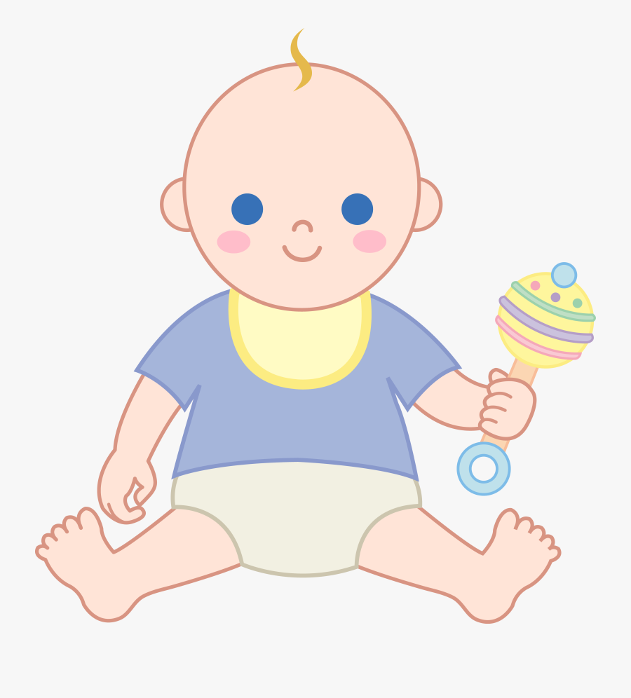 Baby Boy With Rattle - Baby With Rattle Clipart, Transparent Clipart