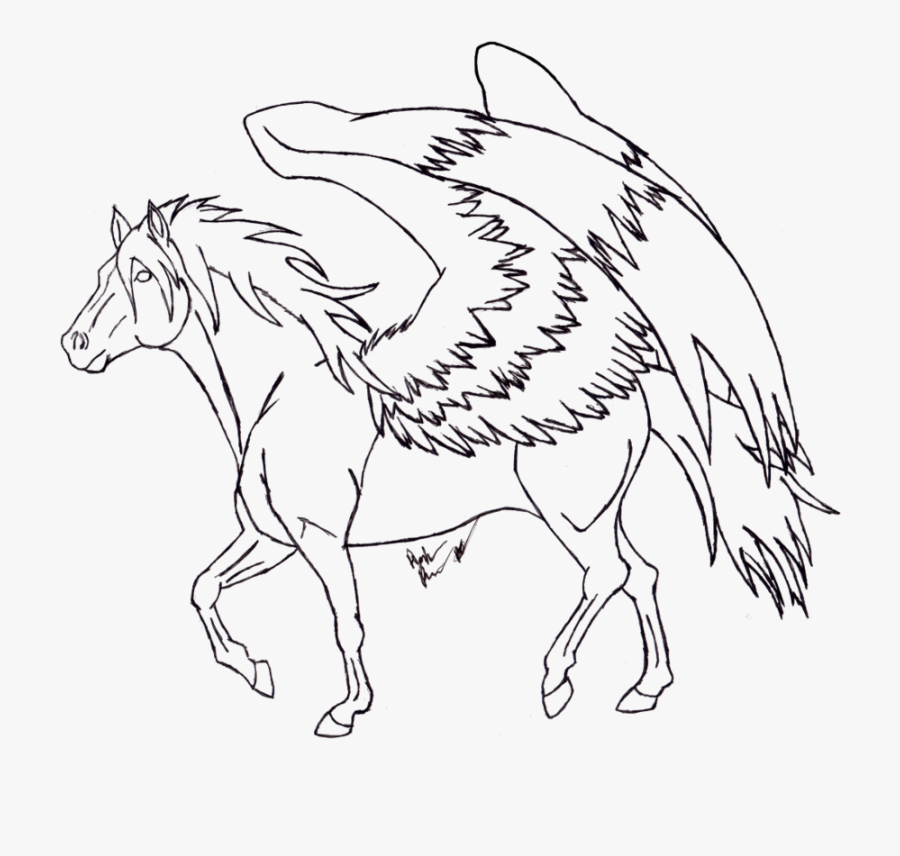 Pegasus Line Art - Line Art, Transparent Clipart