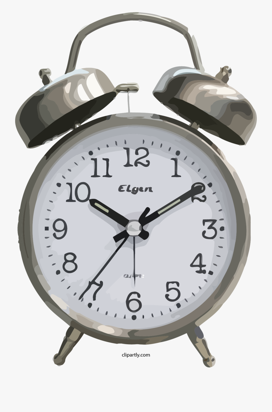 Elgen Old Clock Clipart Png - Alarm Clock With Bells, Transparent Clipart