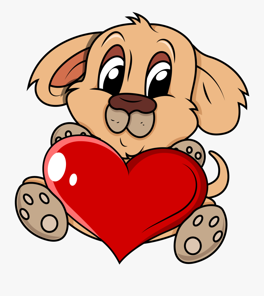 Puppy Dog Drawing Heart - Cartoon Dog With Heart, Transparent Clipart