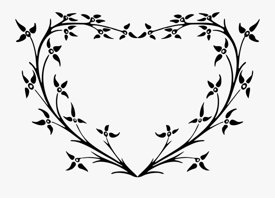 Photography - Black Floral Heart Transparent Png, Transparent Clipart
