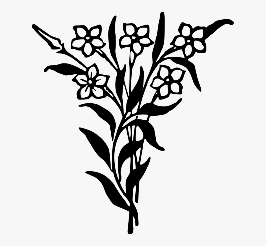 Monochrome Photography,tree,twig - Black And White Flowers Bunch, Transparent Clipart