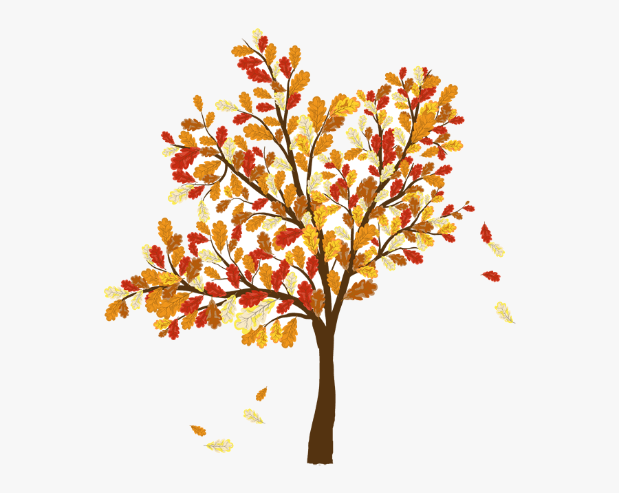 Fall Tree Free Clipartsr Clip Art On Transparent Png - Tree With Falling Leaves, Transparent Clipart