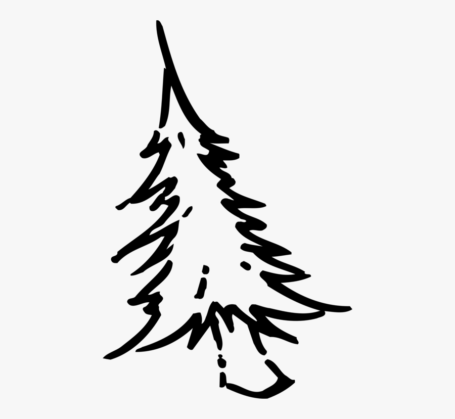 Art,monochrome Photography,twig - Christmas Tree Simple Drawing, Transparent Clipart