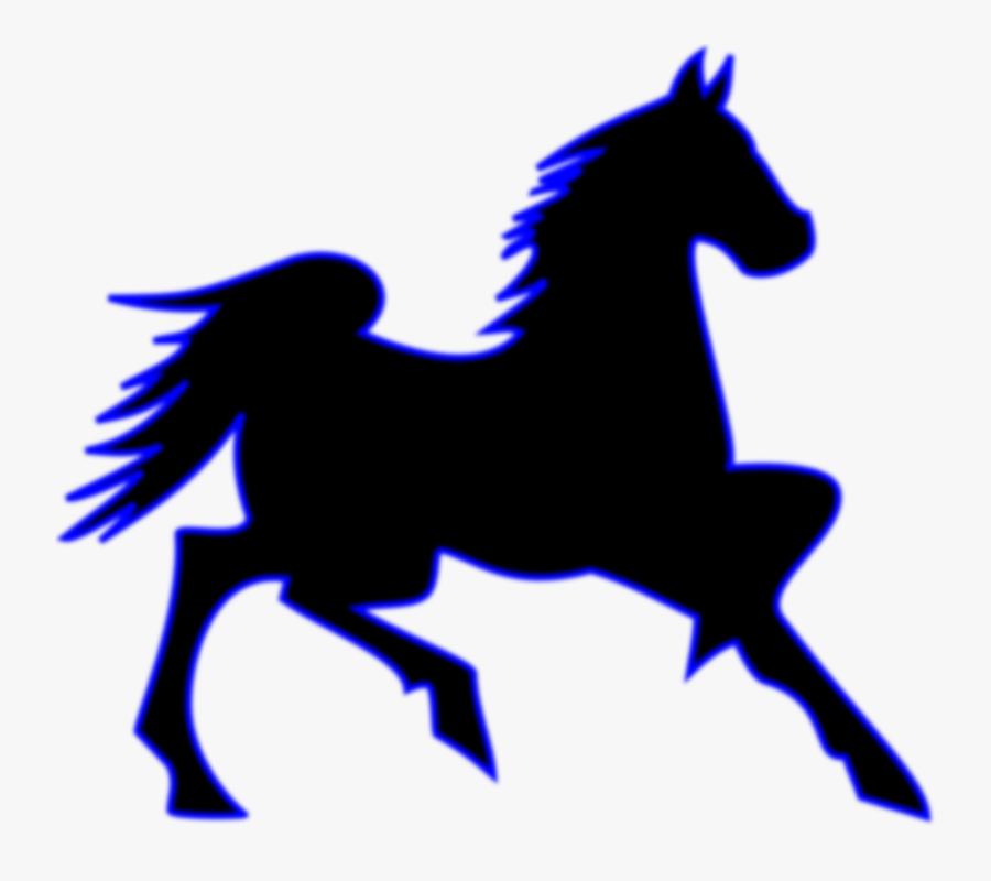 Blue Horse Clip Art - Running Horse Silhouette Png, Transparent Clipart
