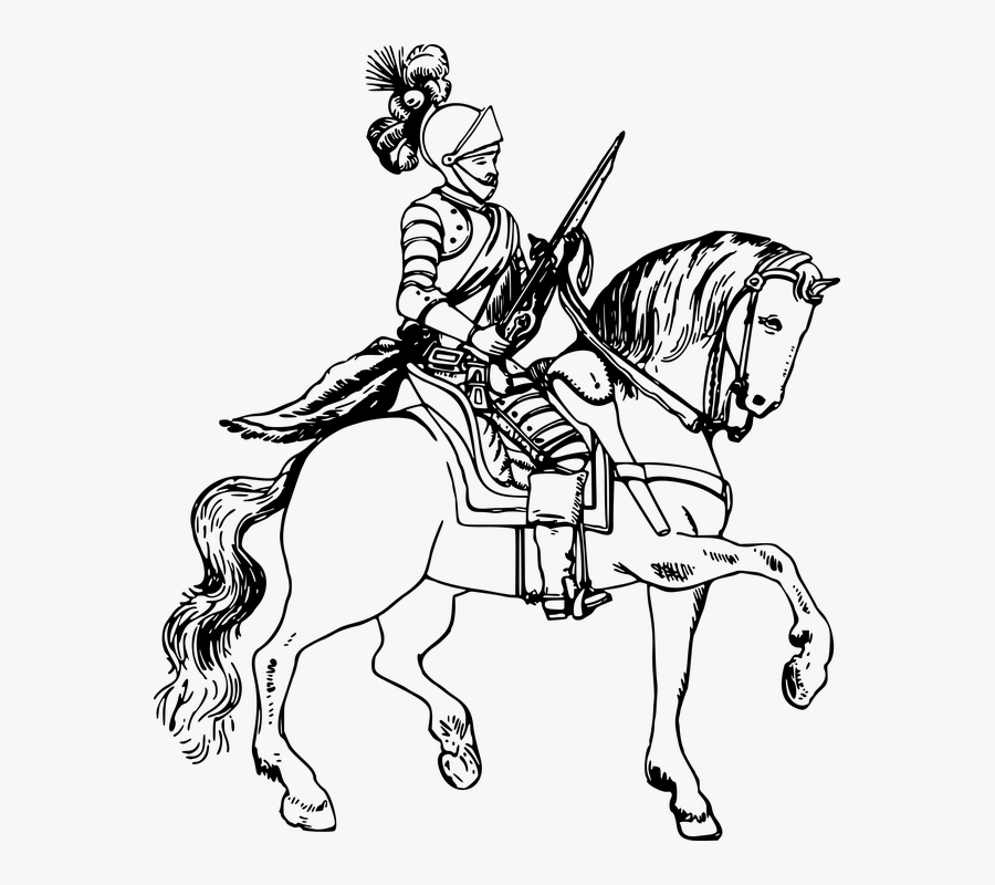 Clip Art Knight On A White Horse - Knight Black And White Png, Transparent Clipart