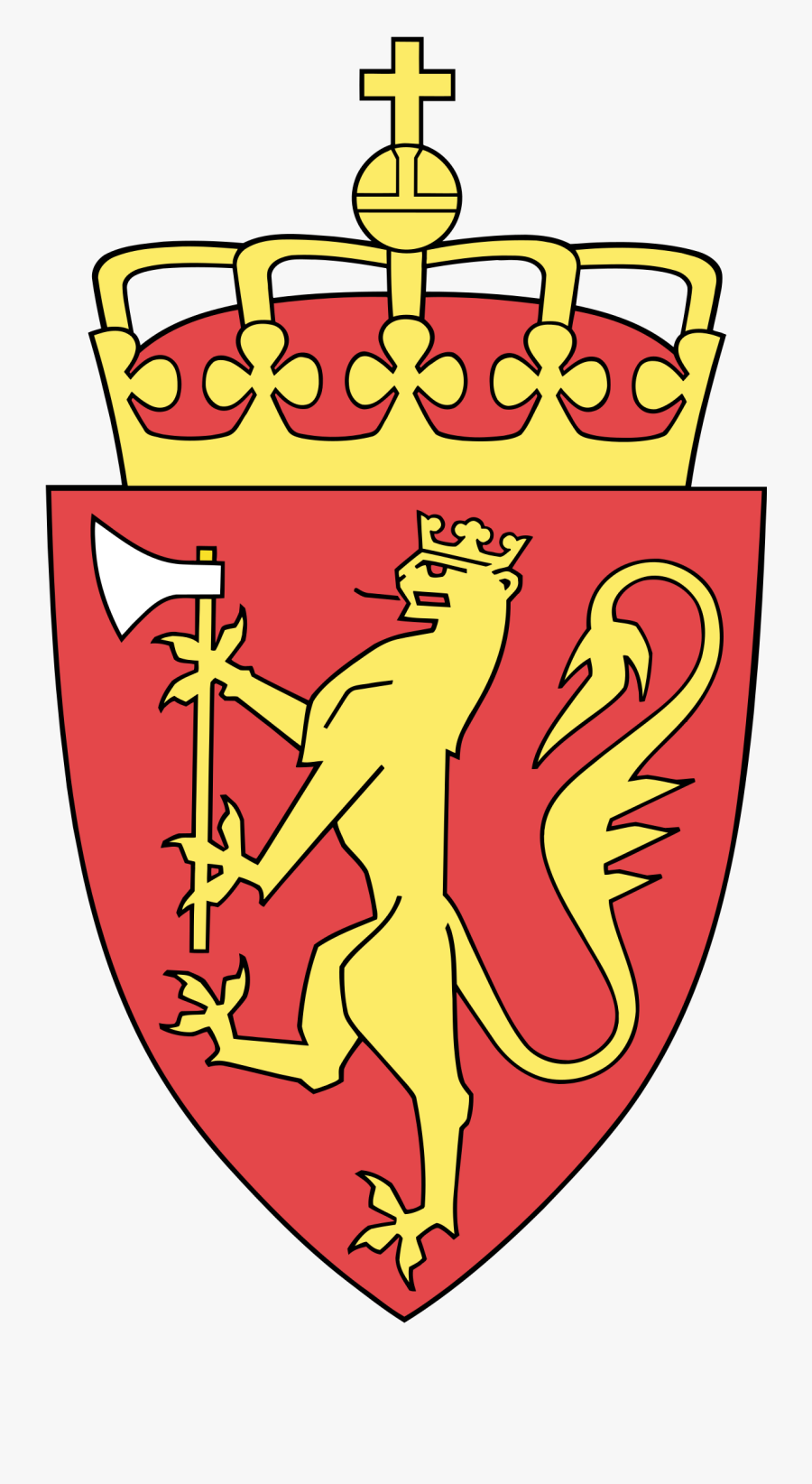 Black Crown With Shield Clipart - Norway Coat Of Arms, Transparent Clipart