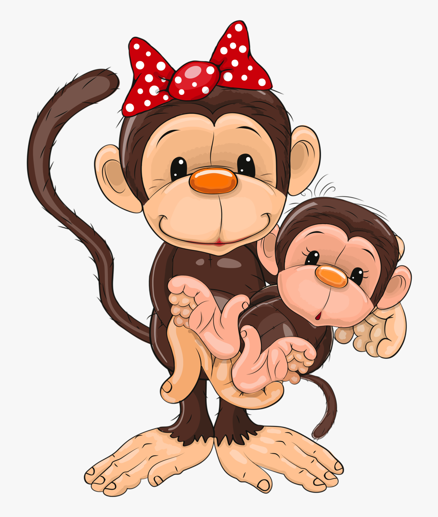 Transparent Baby Clipart - Mother Monkey Cartoon, Transparent Clipart