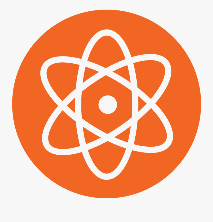 Nuclear Symbol On Orange Background - Life Sciences Icon, Transparent Clipart
