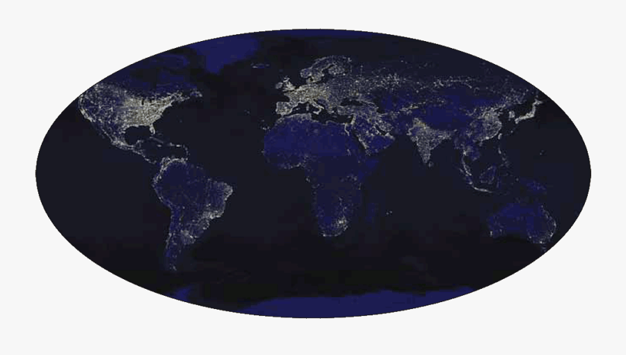The World At Night - Photograph Showing Africa Europe And America, Transparent Clipart