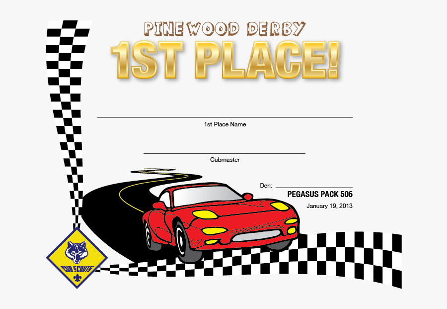 Scouts Pinewood Cake Ideas And Designs - Pinewood Derby Certificate 2nd Place, Transparent Clipart