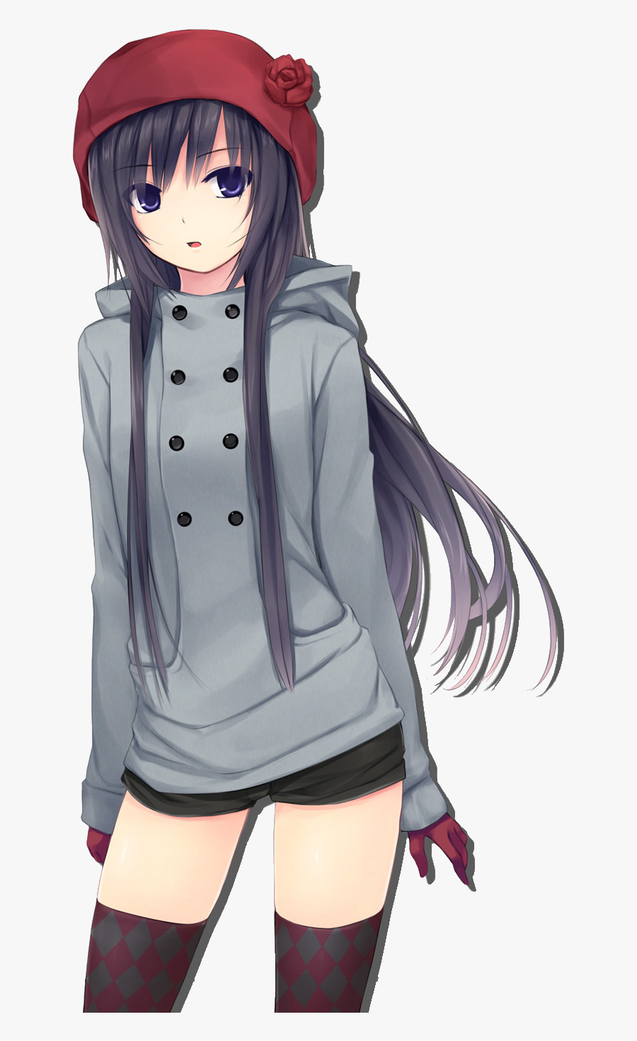 Black Hair Anime Brown Hair Long Hair - Black Hair Grey Eyes Anime Girl , Free Transparent ...