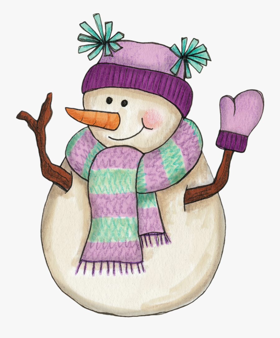 Snowman In Lavender - Woman Snowman, Transparent Clipart