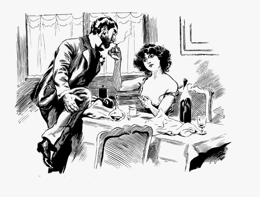 Retro Couple Smoking, Transparent Clipart