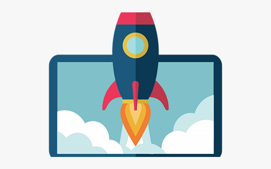Blue Rocket Ecommerce Background, Transparent Clipart
