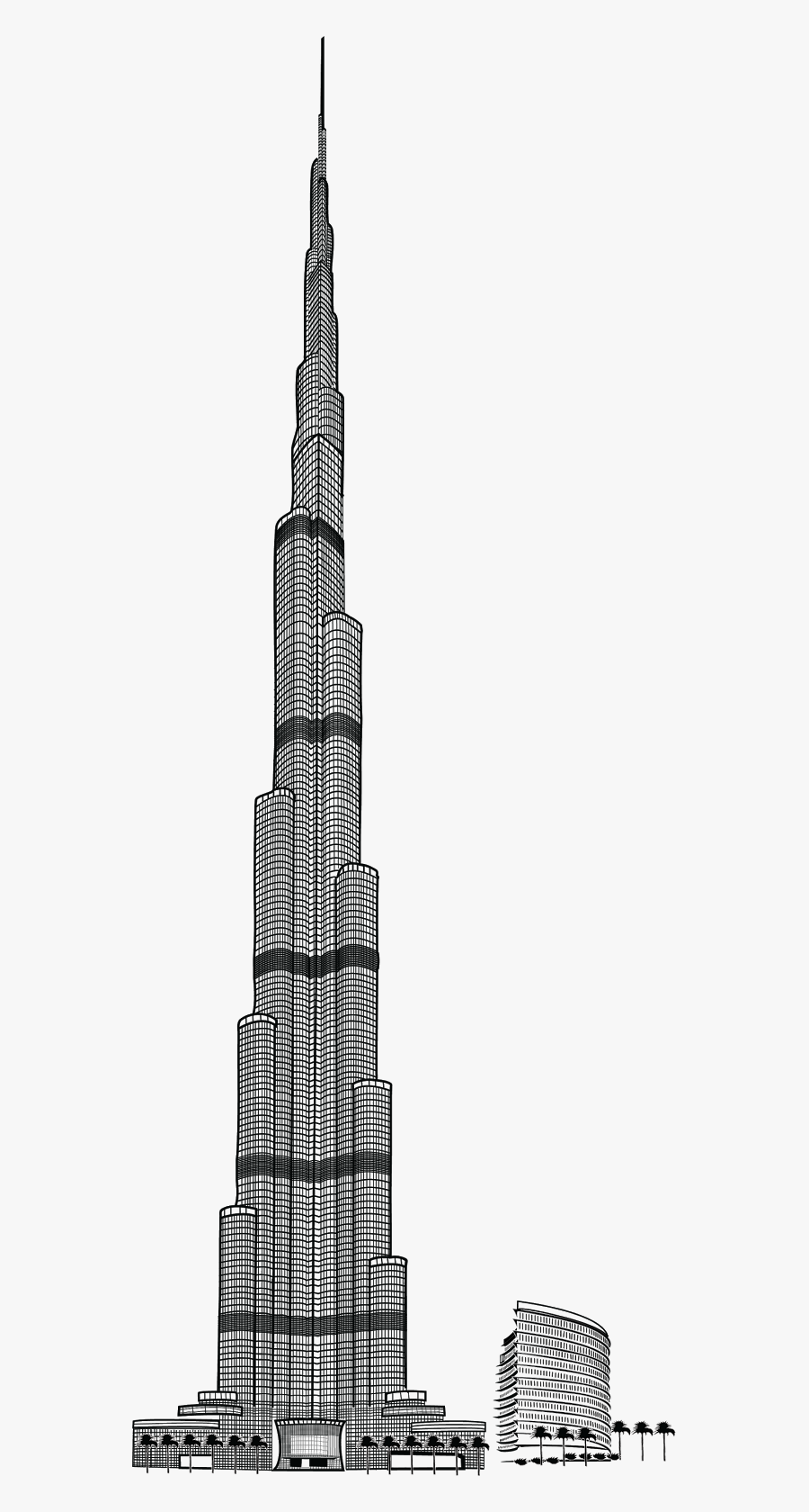 Burj Khalifa Png Pic - Sketch Burj Khalifa Drawing, Transparent Clipart