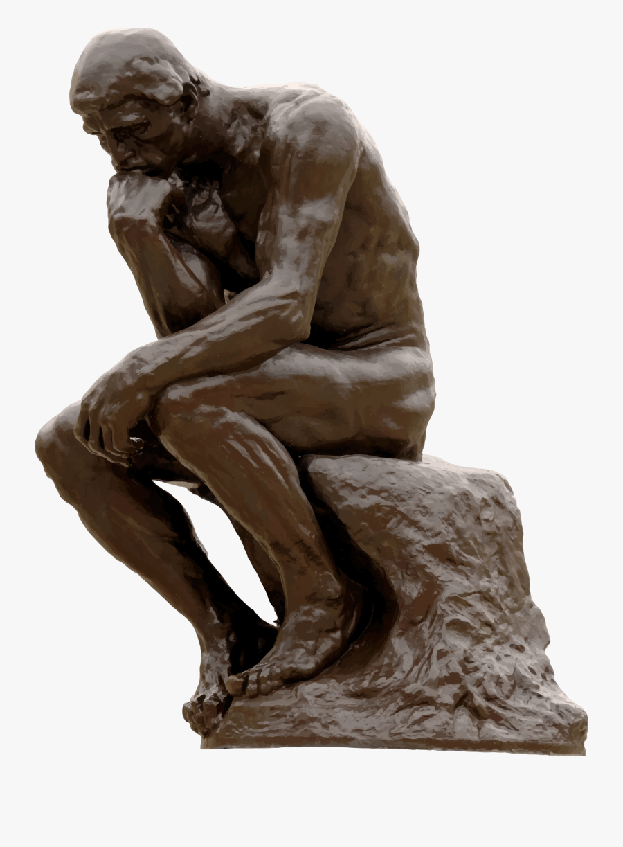 Thinking Man Sculpture Clipart - Thinker Statue Png, Transparent Clipart