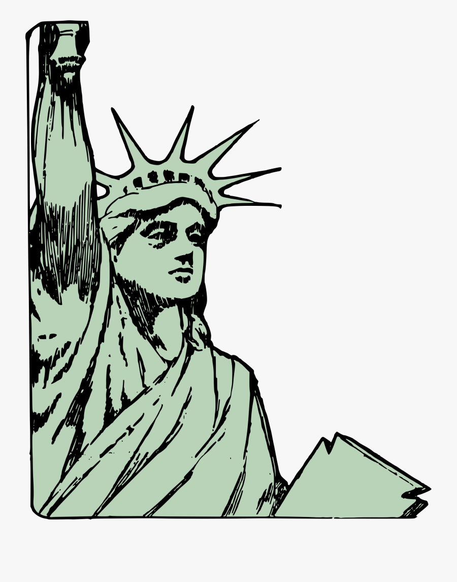 Drawn Statue Of Liberty Face - Cartoon Drawing Sketch Clipart, Transparent Clipart