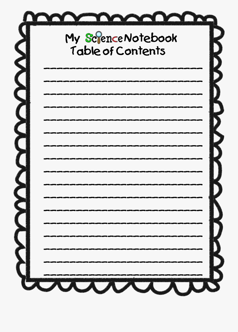 Science Notebook Table Of Contents Template - Reading Minute Tracker, Transparent Clipart