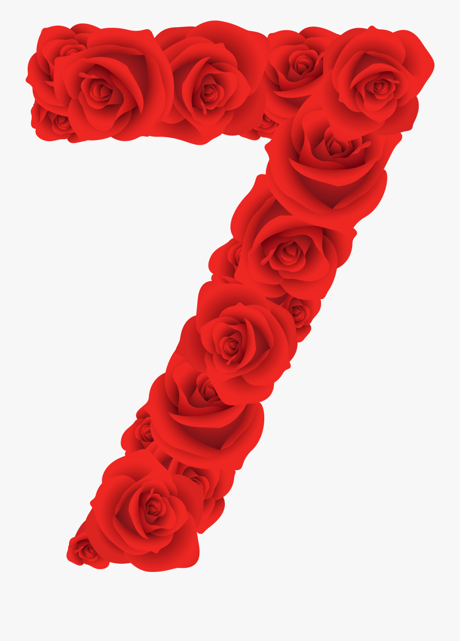 Red Roses Number Seven Png Clipart Image - Rose Numbers Png, Transparent Clipart