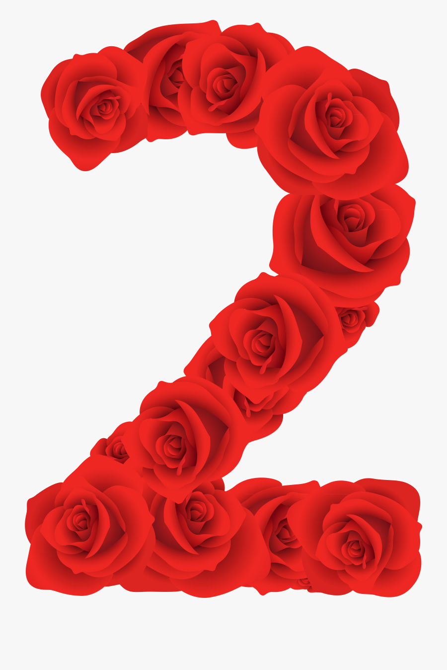 Red Roses Number Two Png Clipart Image - Numero 2 Con Rosas, Transparent Clipart