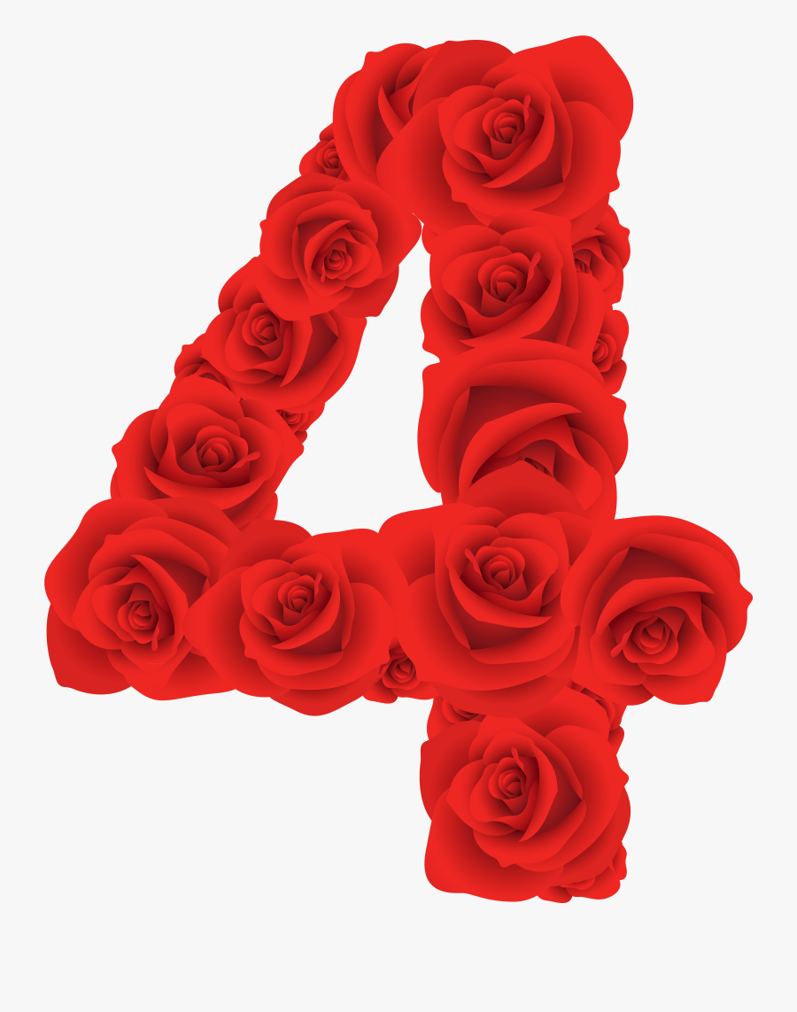 Red Roses Number Png - Number 4 In Roses, Transparent Clipart