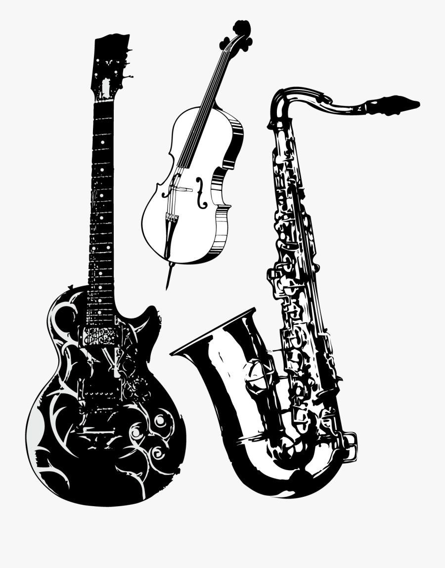 Transparent Tuba Clipart - Jazz Instruments Black And White, Transparent Clipart
