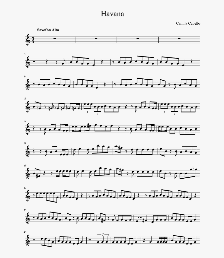 Havana Sax Sheet Music For Alto Saxophone Download - Sweet Dreams Alto Sax, Transparent Clipart