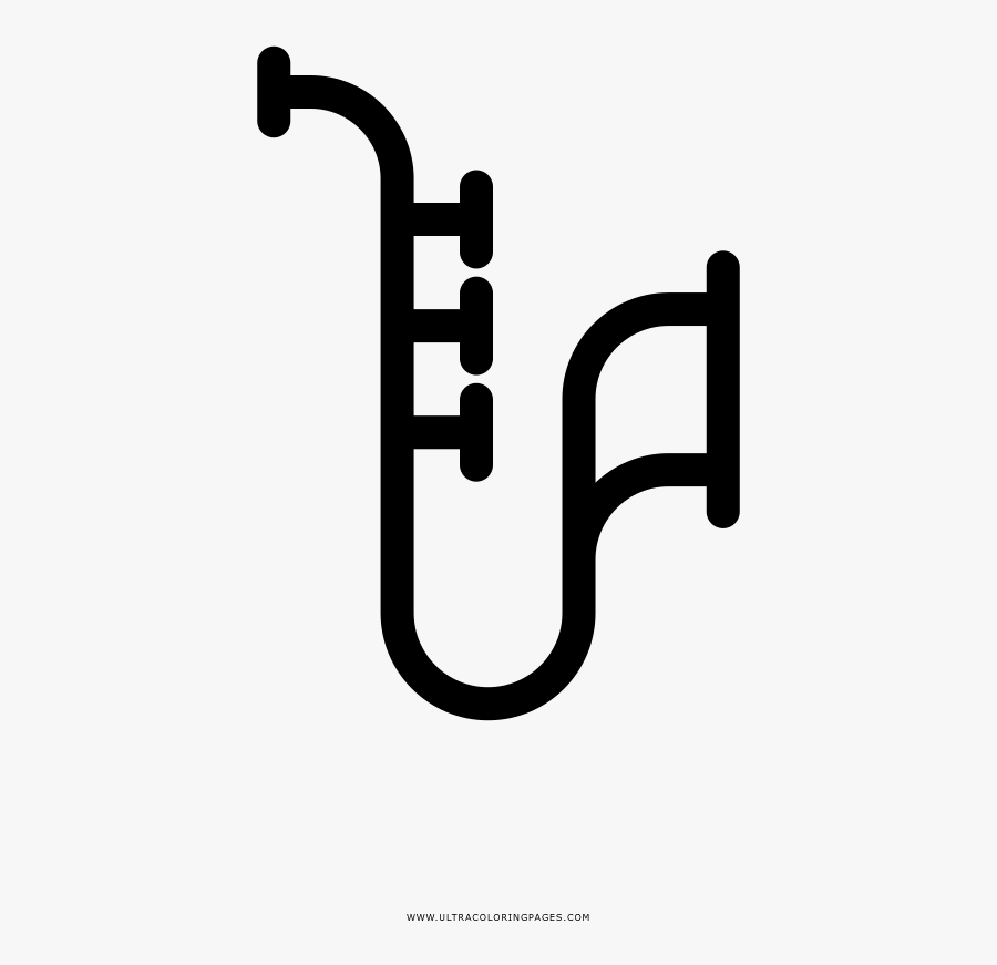 Saxophone Coloring Page - Calligraphy, Transparent Clipart