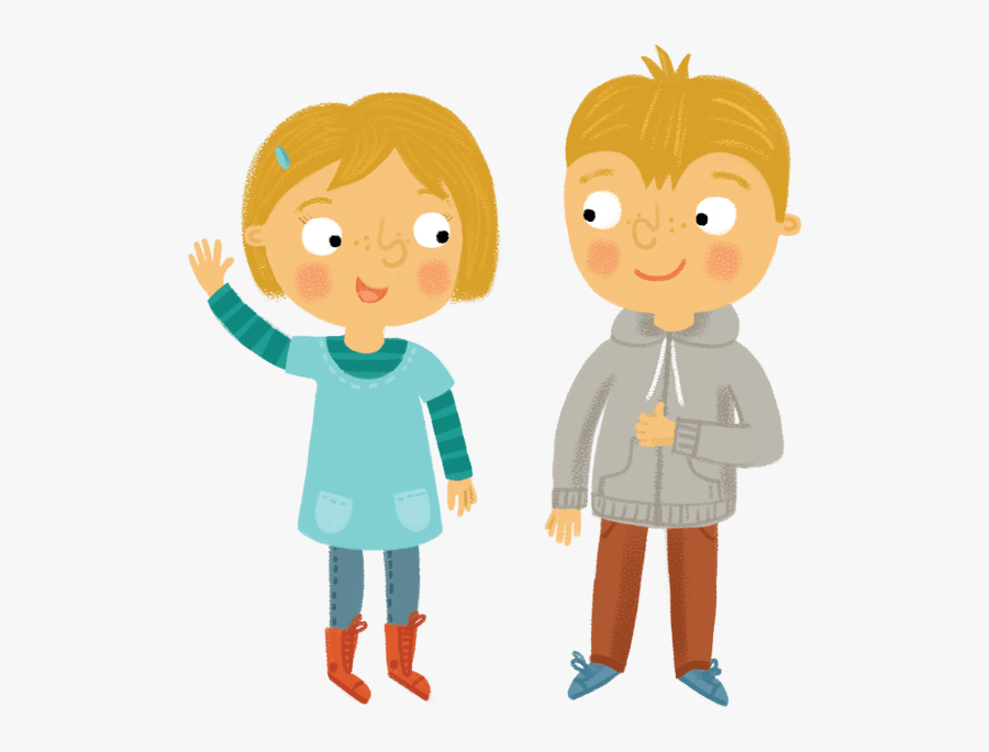 Boy And Girl Greeting Each Other - Kids Greeting Clipart, Transparent Clipart