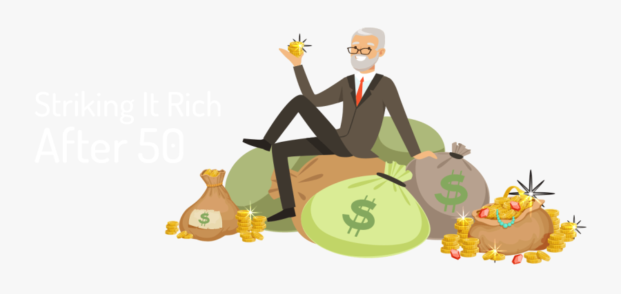 Striking It Rich After - Rich Sitting On Money, Transparent Clipart