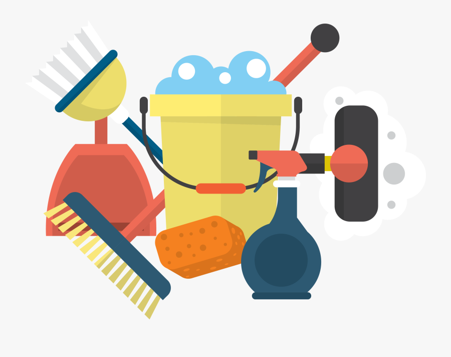 Cleaning Tools For Housekeeping - Transparent Png Girl Cleaning Clipart Png, Transparent Clipart
