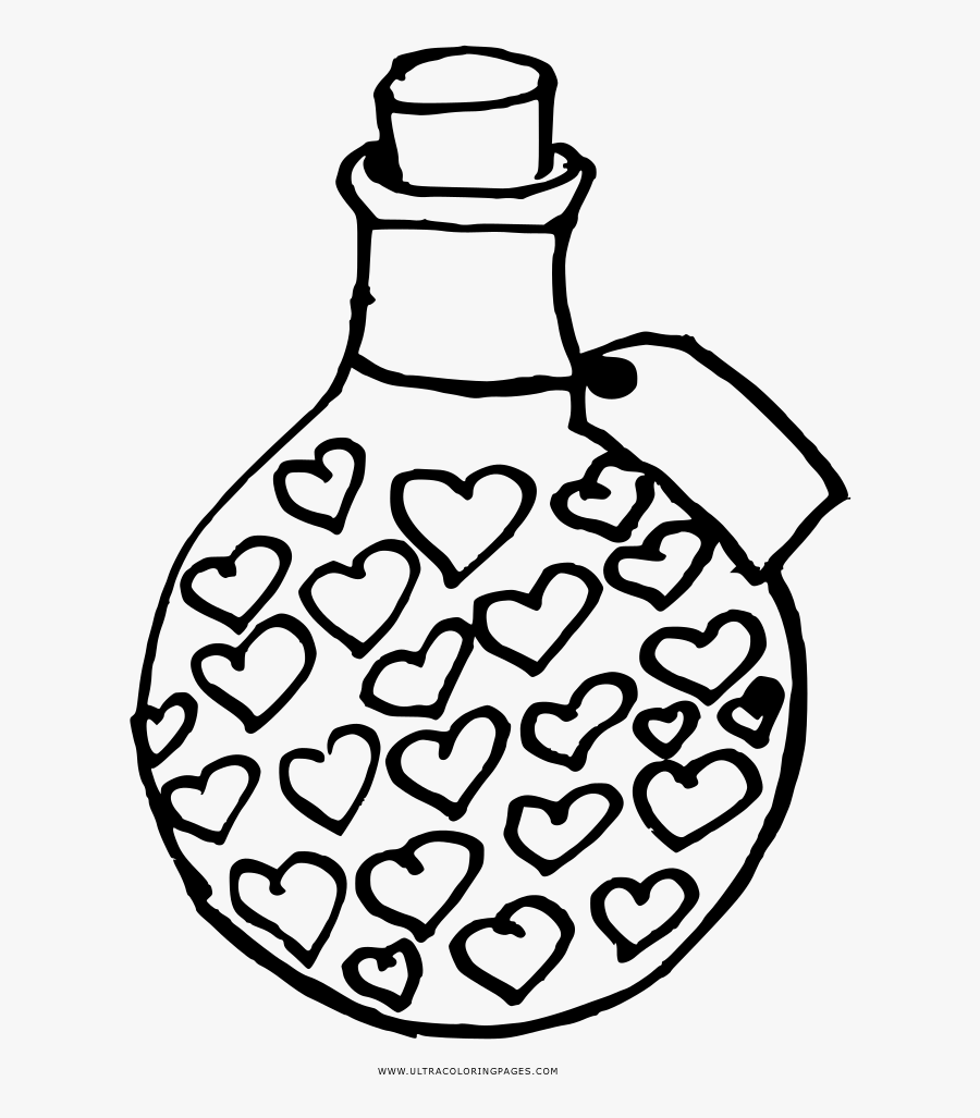 Love Potion Coloring Page - Imagines De Amor Para Colorear, Transparent Clipart