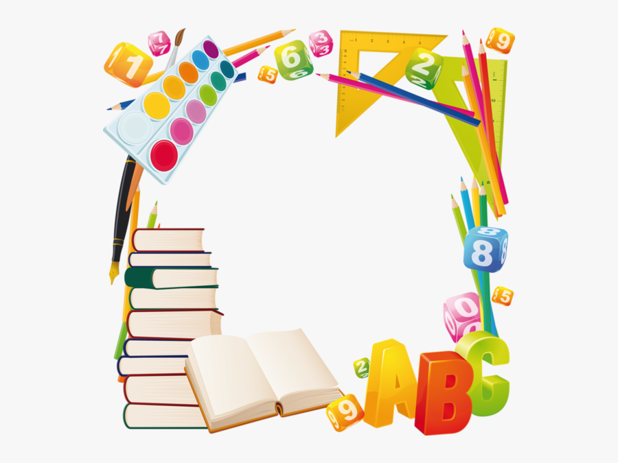 School Clipart D Ecole - School Supplies Border Design, Transparent Clipart