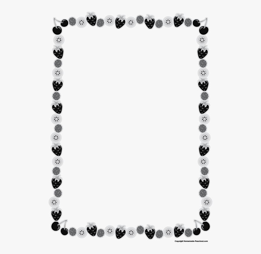 Free Fruit Click To - Fruit And Vegetable Black And White Border, Transparent Clipart