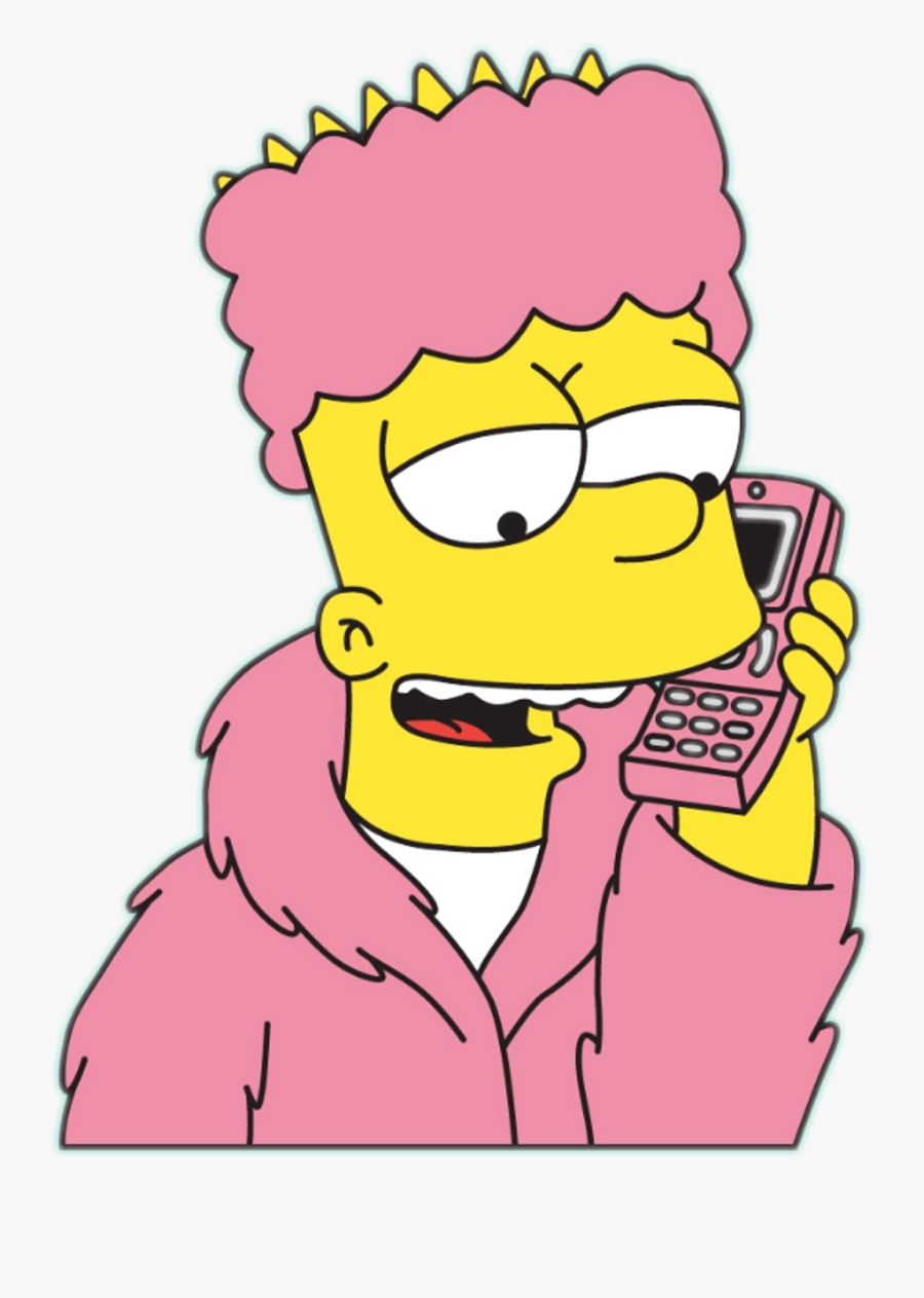 #simpson #pink #phone #lit #cute #rich #fur #remixit - Bart Simpson Trap Phone, Transparent Clipart