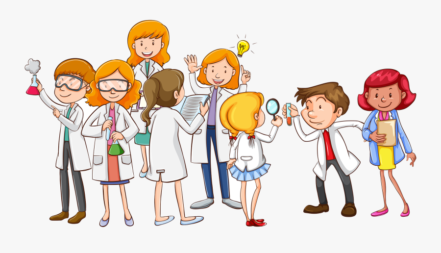 Scientist Science Illustration - Scientists Working Together Cartoon, Transparent Clipart
