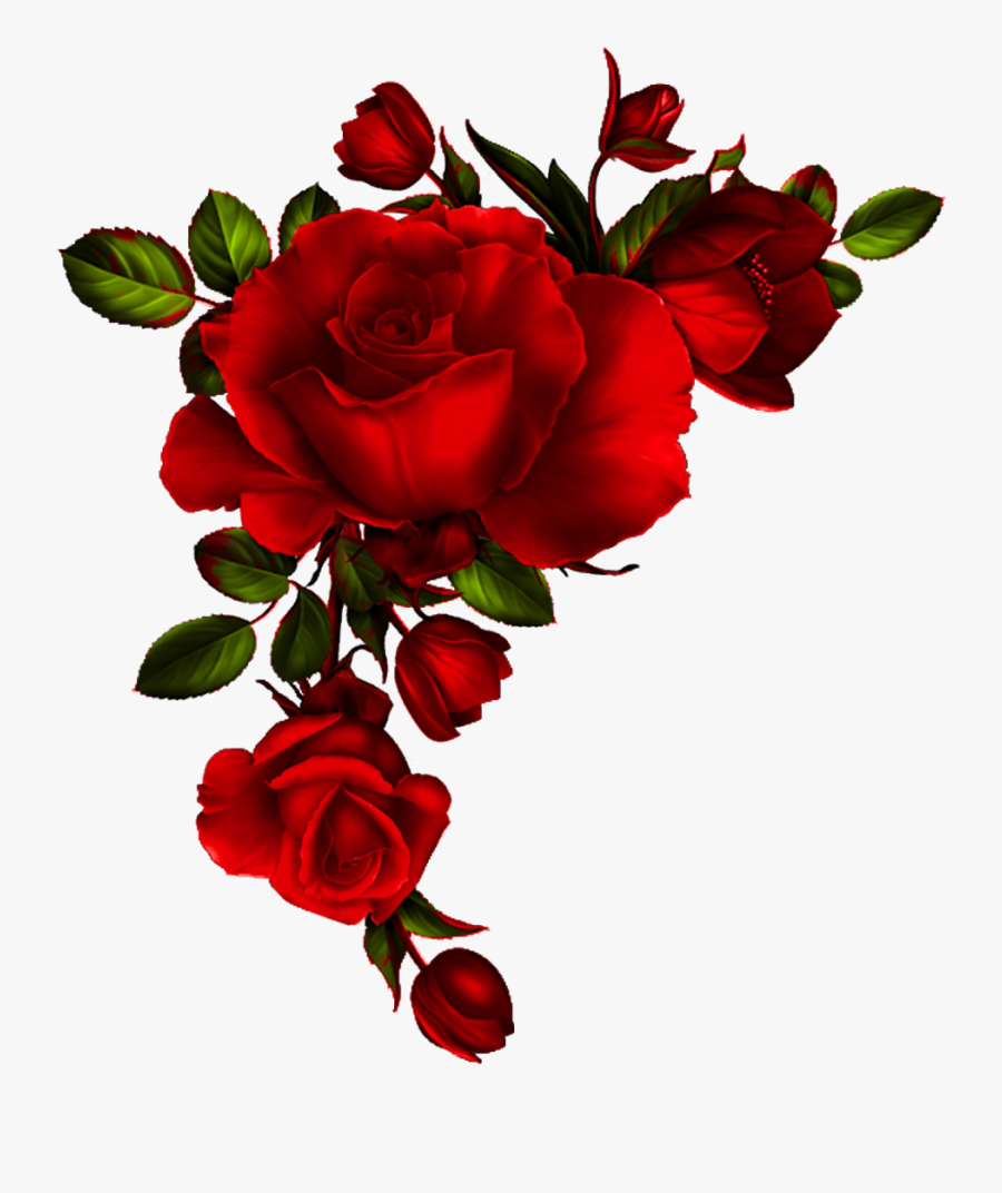Red Rose Corner Border Clipart , Png Download Watercolor Red Roses