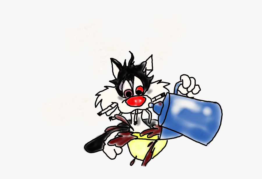 #sylvester #coffee #cigarrete #chainsmokimg #caffiene - Cartoon, Transparent Clipart