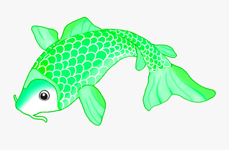 Green Koi Fish Sketch - Koi Fish Drawing, Transparent Clipart