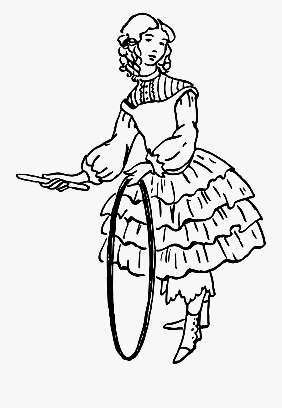 Girl With Stick And Hoop Clip Arts, Transparent Clipart