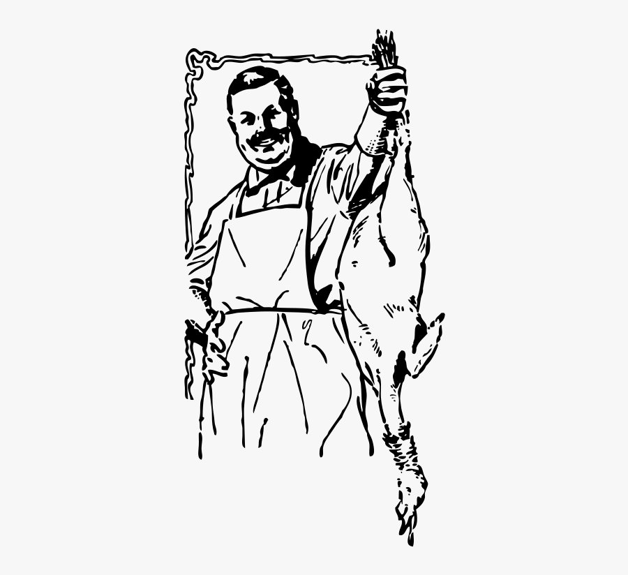 Butcher Gives The Bird - Butcher Clip Art Black And White, Transparent Clipart